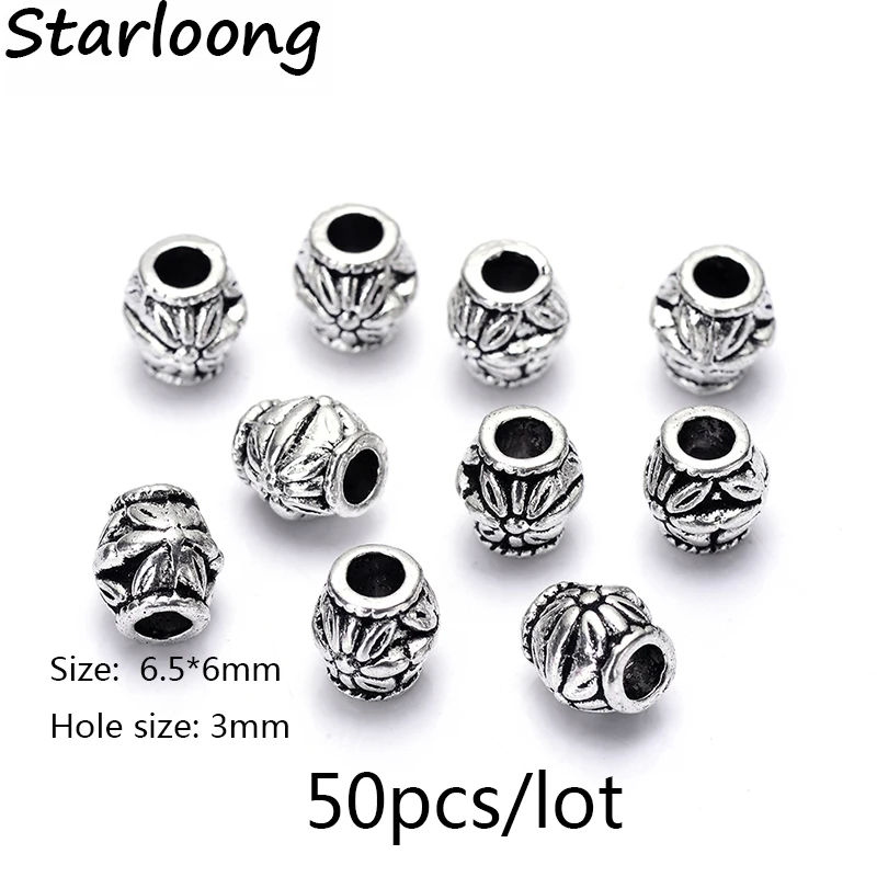 50 قطعة/الوحدة 3 مللي متر حفرة العتيقة خمر الفضة مطلي الزنك سبائك ريترو التبتية فاصل الخرز DIY صنع المجوهرات ل حبلا سوار