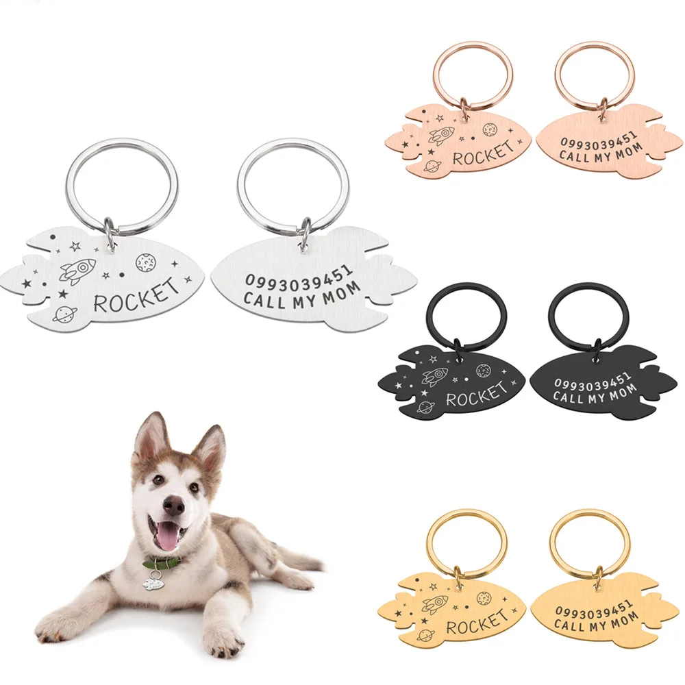 Personalized Engraved Cat Dog Pet ID Tag Dogs Anti-lost Collar Charm Engraving Pet Name Collar for Puppy Cats Collar Accessories