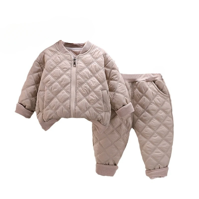 

New Autumn Winter Baby Clothes Children Boys Thicken Cotton Jacket Pants 2Pcs/Sets Toddler Girls Clothing Infant Kids Tracksuits