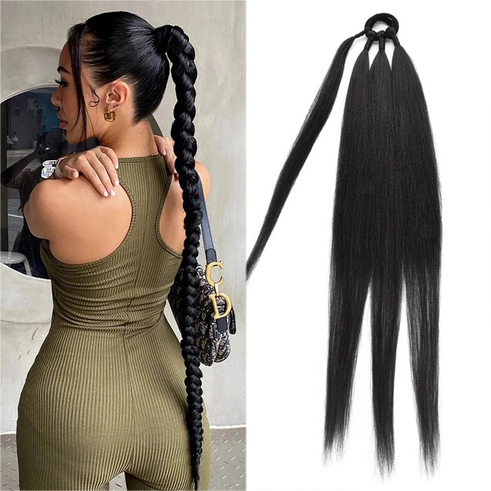 

Ponytail Extensions Synthetic Boxing Braids Wrap Around Hair Extensions Rope For Women Long Braided Ponytail Hair Extensions