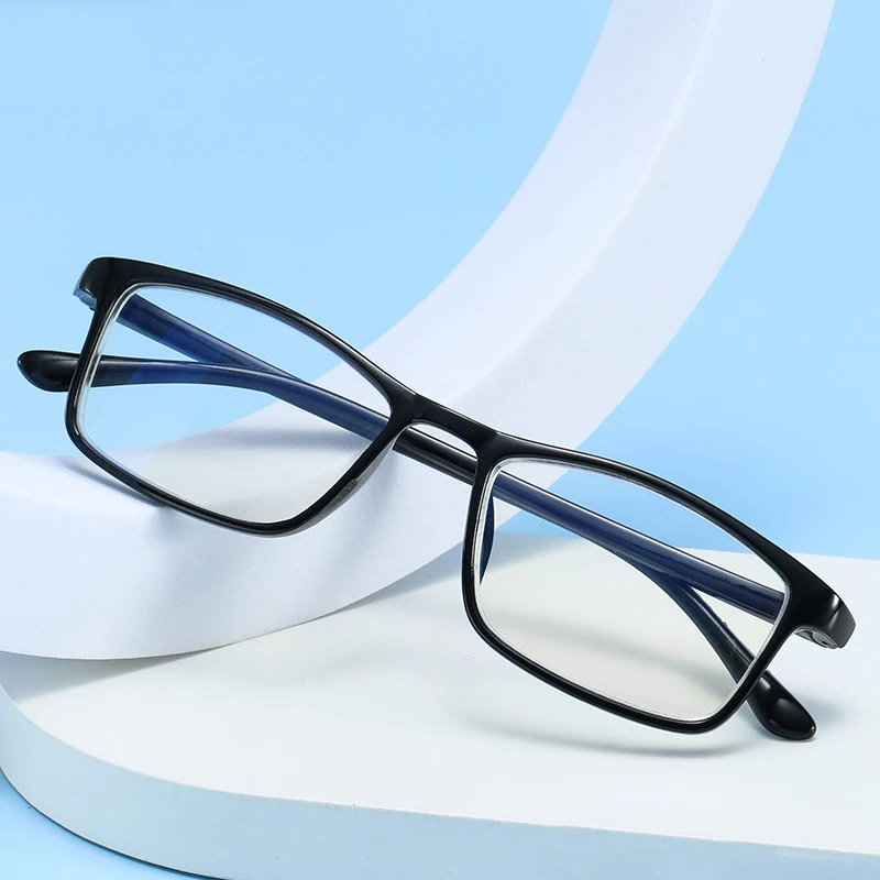 Simple Black TR90 Frame Reading Presbyopia Glasses Men Square Anti-blue Light Eyewear Frames Farsight Eyeglasses With 0 to +4.0