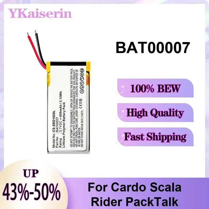 

Hardwearing 850Mah Motorcycle Communication Device Battery For Cardo Scala Rider Packtalk BAT00007