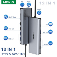 MOKiN 13 in 1 USB HUB 4K 60Hz Type C to HDMI 2.0 RJ45 SD/TF PD 100W USB Adapter for Macbook Air Pro PC Accessories USB 3.0 HUB