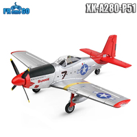 XK A280 RC Plane 2.4G 4CH 3D6G Mode Aircraft P51 Fighter Simulator with LED Searchlight RC Airplane Toys for Children Adults