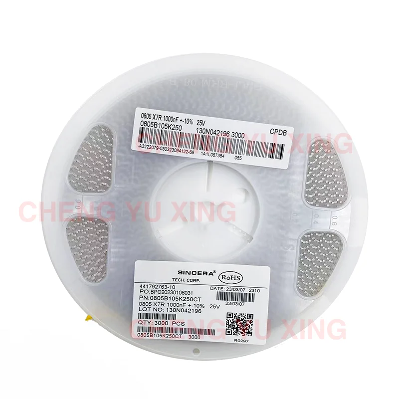 1206 100 buah 1NF 102K 10% X7R 2000V, kapasitor Smd"