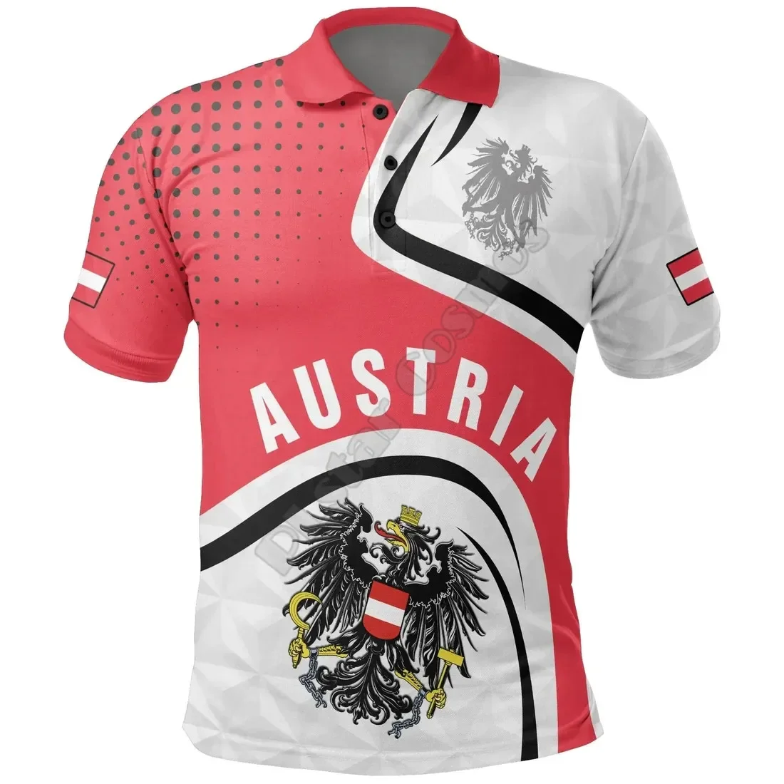 

Austria Polo Shirt - Austrian Coat Of Arms and Flag 3D Print Shirts Harajuku Sleeveless Tees Fitness Unisex Tops