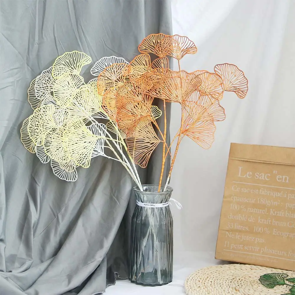 1Pcs 3-pronged Fake Ginkgo Leaf Artificial Simulation Fan Leaf Wedding Fake Flowers Home Decoration Party Supplies