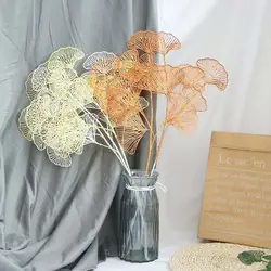 1Pcs 3-pronged Fake Ginkgo Leaf Artificial Simulation Fan Leaf Wedding Fake Flowers Home Decoration Party Supplies