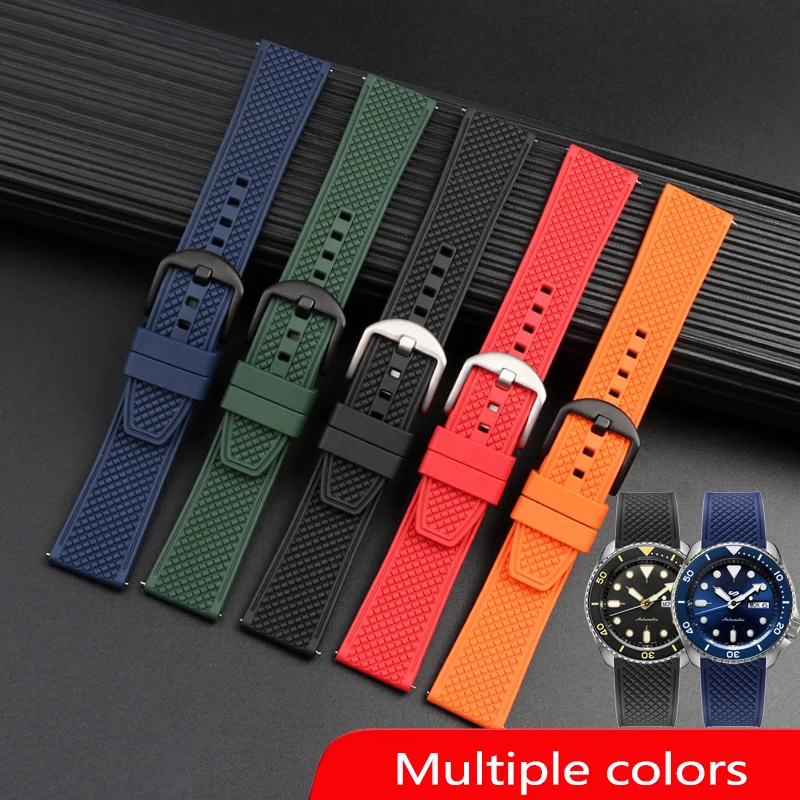 Rubber Watchband For Seiko IWC Rolex Casio Waffle Strap Bracelets Fashion Universal Men Diver Silicone Sports Bracelet 20mm 22mm