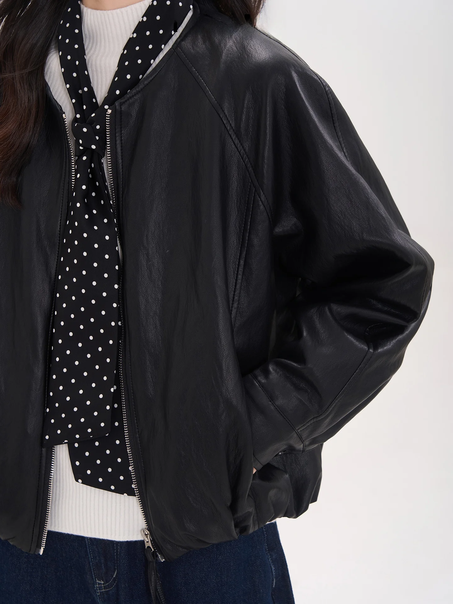 エレブラ ジッパー ラウンド ネ レザー ジェット レディース アウター ヘム オキシジェン デイリー スレ 通勤 ファイオン PU レザー コート