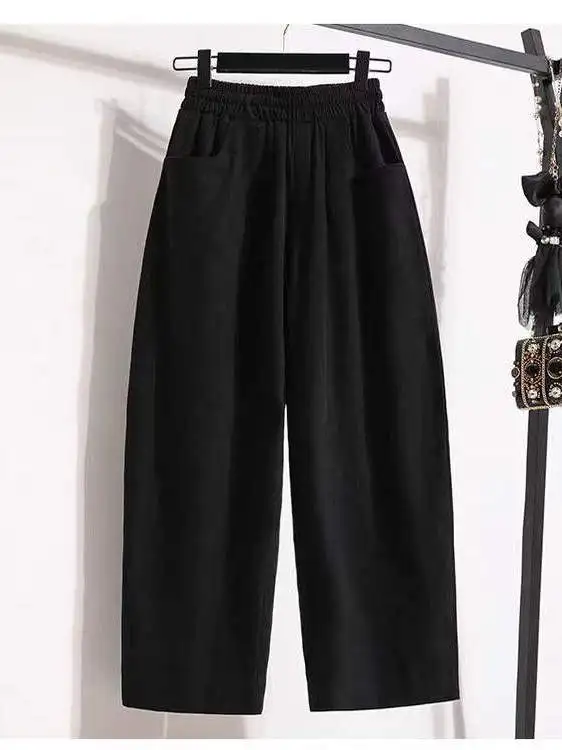 بالإضافة إلى حجم السراويل هارلان المرأة الصيف الجديدة عالية الخصر فضفاضة التخسيس تسع نقاط واسعة الساق أبي السراويل عارضة الكورية Sle البوليستر...