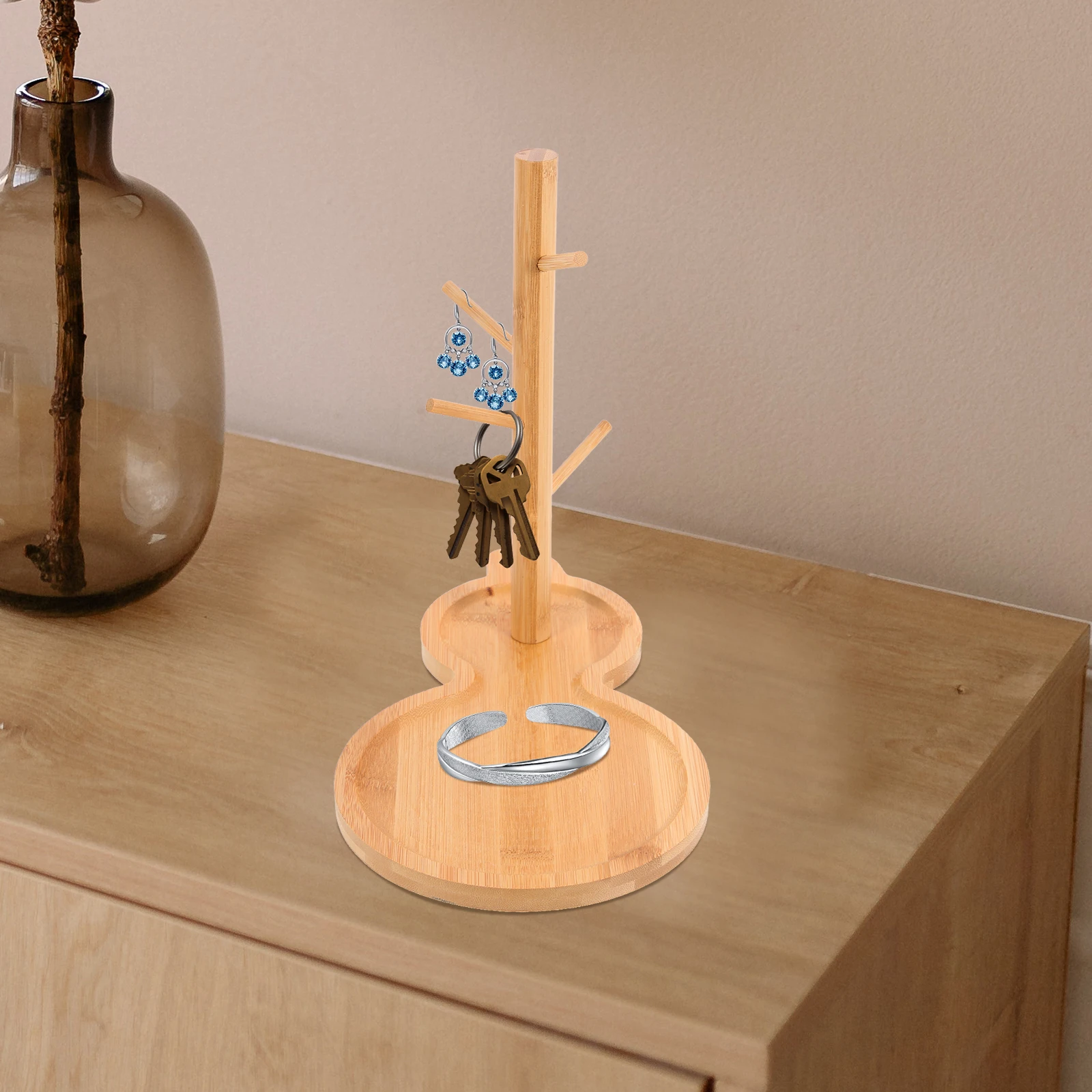 

1pcs Wooden Jewelry Display Stand Earrings Holder Necklace Rack Simple Rack for Wedding Birthday Home Storage TravelSouvenirs
