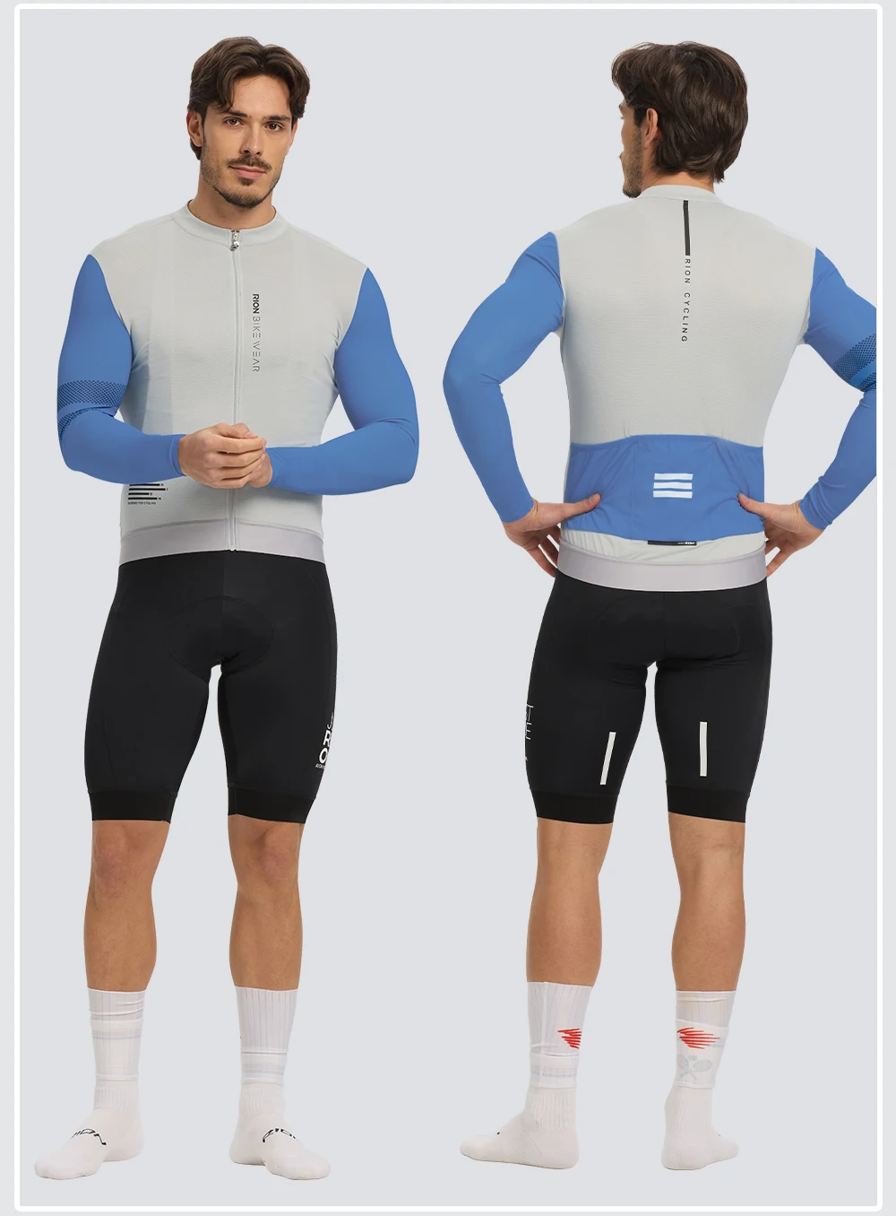 RION Herren-Radtrikot mit langen Ärmeln, Rennradtrikot, UPF 50+ Sonnenschutz, MTB-Radtrikot, Outdoor-Ausrüstung, schmale Passform, Größe 15-24 ℃ – Detail 22