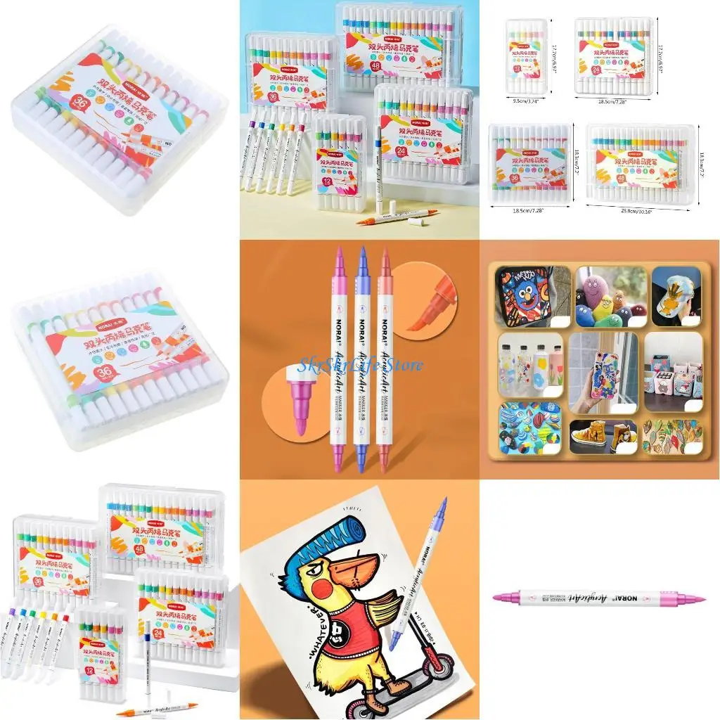 

E65E Acrylic Paint Pens with Fine and Brush Tips for kids Rock Painting,Paint Pens