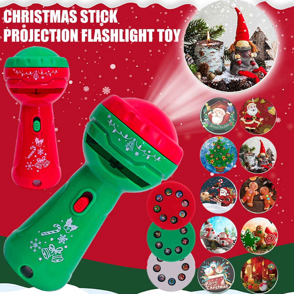 Children's Projection Flashlight Toys Cartoon Early Education Santa Claus Luminous Light Up Pattern Games Christmas Party Gifts