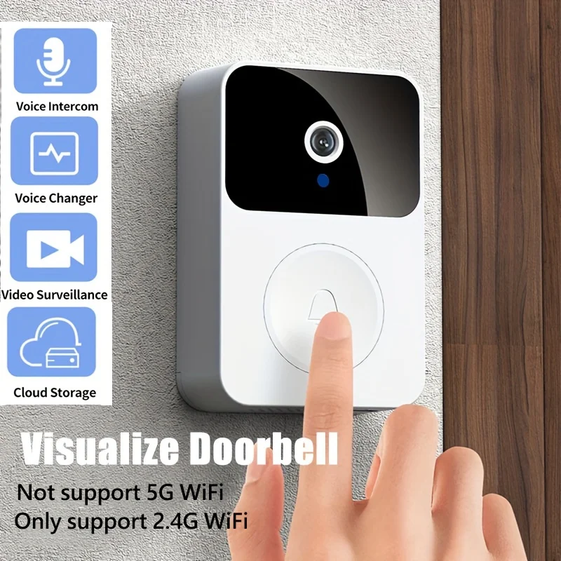 1pc Doorbell Camera Wireless Intelligent Intercom WiFi Rechargeable APP Control Voice Change Function Build-in Battery