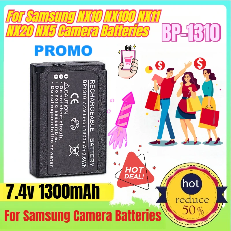 

7.4v 1300mAh BP-1310 for Samsung NX10 NX100 NX11 NX20 NX5 Camera Batteries