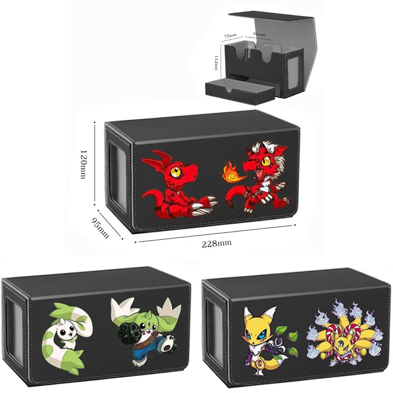 

Новая модель Digimon Adventure Card Case Terriermon Guilmon Kyubimon Кожаные фигурки игрушек Аниме Коллекция игр Коробка для хранения