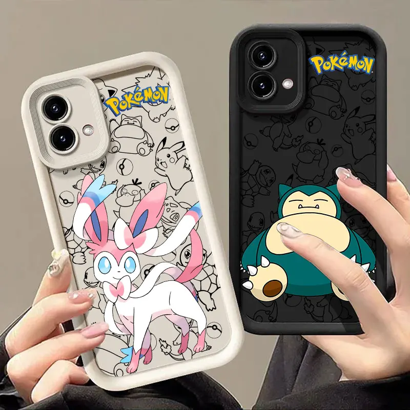 

Pokemons Sylveon Snorlax Phone Case For Motorola Moto Edge 60 50 Fusion 40 G86 G56 G85 G84 G75 G54 G53 G35 G34 G15 G14 G05 Cover