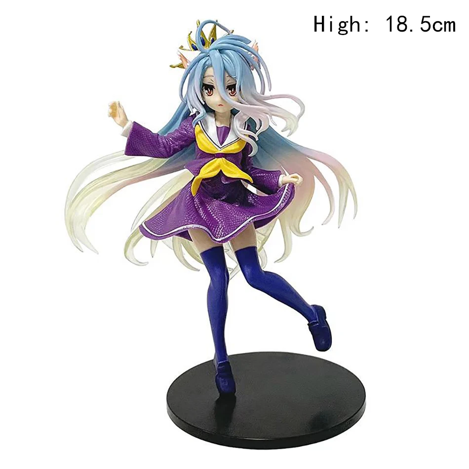 18,5 cm No Game No Life Shiro Yuu Kamiya obras de arte juguetes para niñas Anime japonés PVC figura de acción juguete juego muñeca coleccionable en miniatura