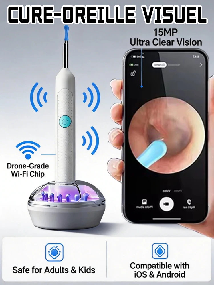 

Black,white styles,Visual Ear Wax Cleaner Camera Safe Earwax Removal Endoscope Ear Cleaning Tools Ear Care