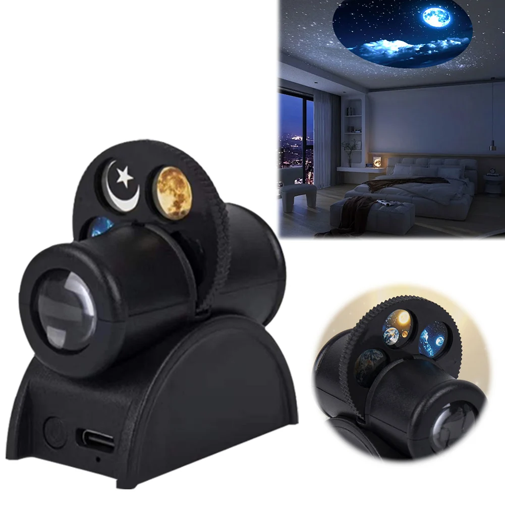 Star Planet โปรเจคเตอร์ Earth Moon Projection Lamp USB ชาร์จพื้นหลังบรรยากาศ LED Night Light สําหรับงานปาร์ตี้วันเกิดตกแต่ง
