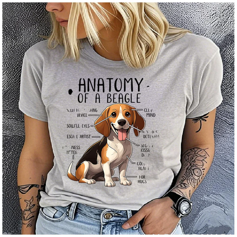 Cotton 100% Funny Anatomy Of A Beagle Print T Shirt Women Beagle Puppy Lover Casual Daily Basic Short Sleeve Top