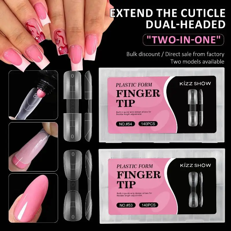 Salon Quality 2 In 1 Nail Dual Forms 140Pcs with Scale Crystal Armor for Quick Extensions