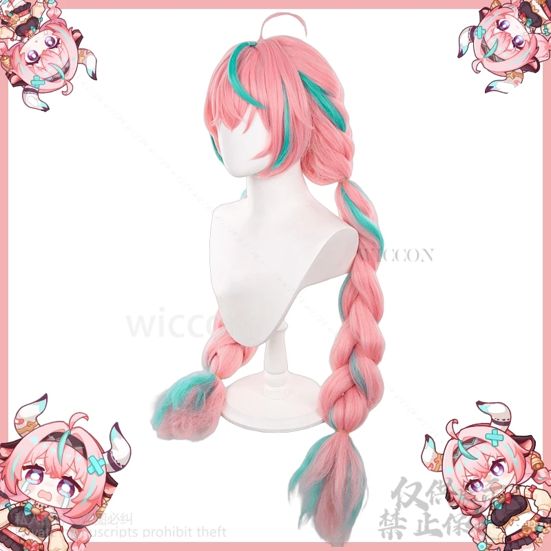 Аниме игра Genshin Impact косплей Varesa розовые длинные волосы плетеные волосы 100 см бесплатный парик Кепка парик для девочек женщин Хэллоуин по индивидуальному заказу