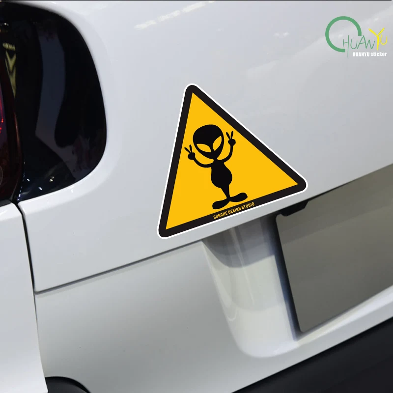 Victory Alien Sticker Paper Flower Area 51 Logo Triangle Warning Sign Reflective Car Sticker Trendy Graffiti Sticker