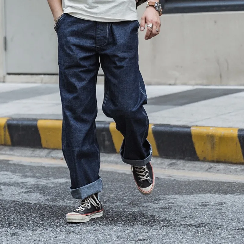 

Red Bronson CCC P40 Original Color Denim Red Ear Jeans Men's M40 Straight Loose Men's Long Pants High Waist Button Sle C...