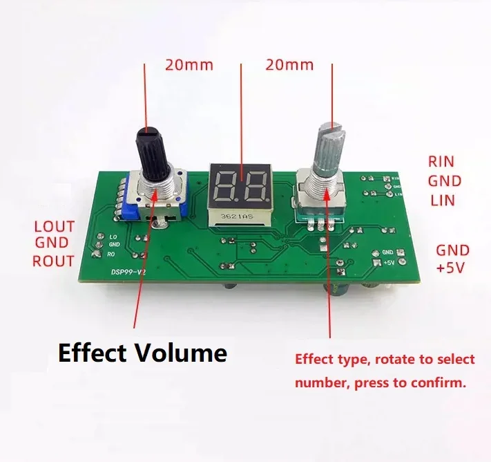 DSP Digital Reverberation Karaoke Reverb Board KTV Mixer Effector Anti-Whistling Multi-Sound Effects Module Board DIY