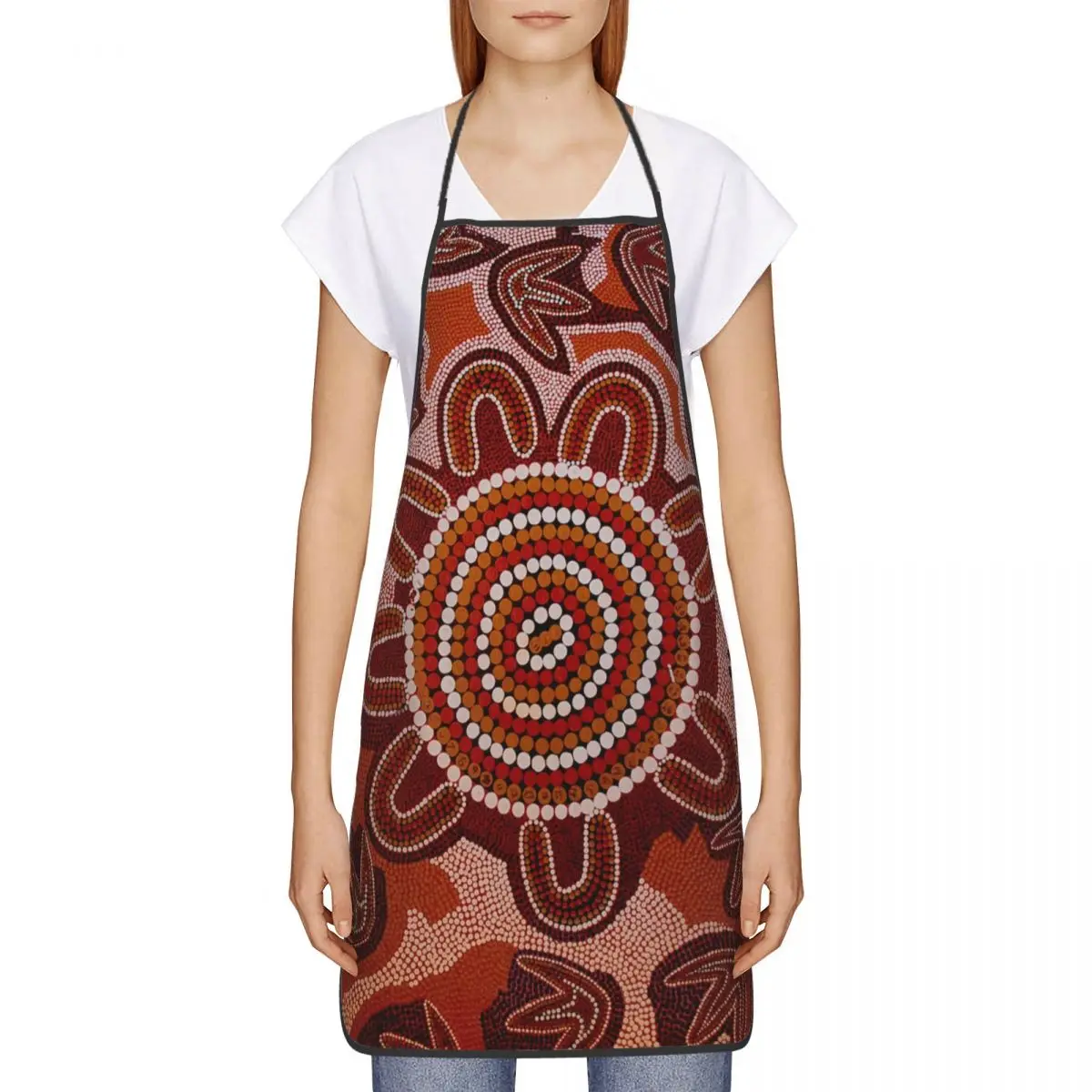 Custom Bib Australian Aboriginal Art Apron Men Women Unisex Adult Chef Cooking Kitchen Tablier Cuisine Baking