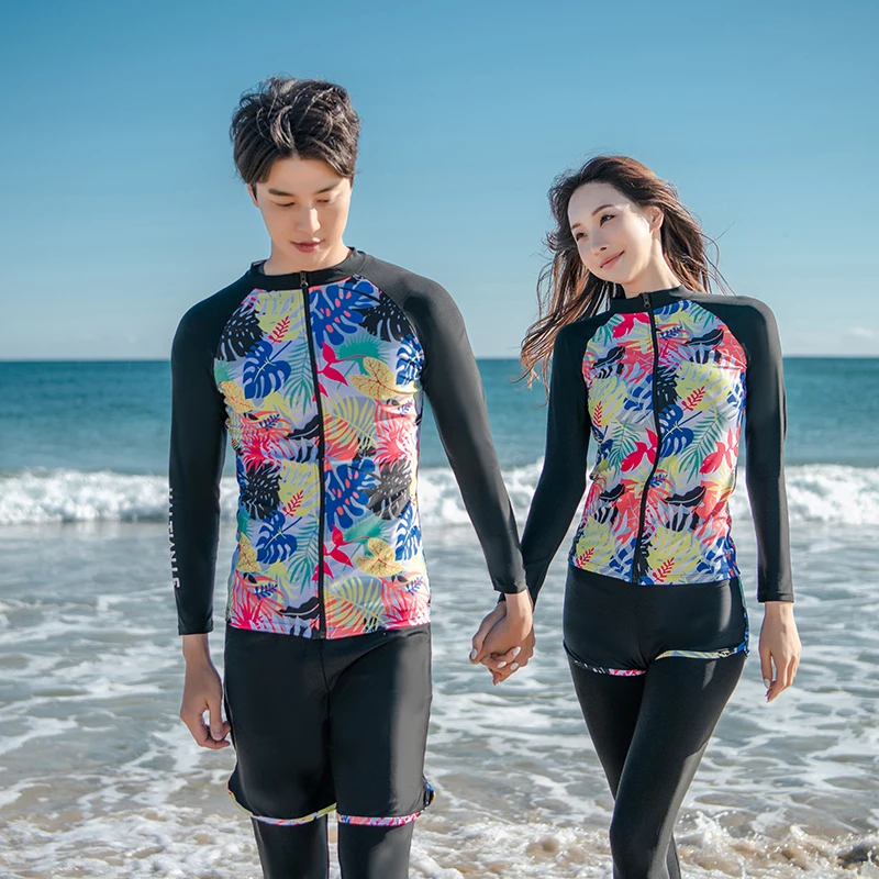 New Men's and Women's Diving Suits Swimming Suits Couples Long Sleeve Pants Set Covering The Belly Shows Thin Surfing Swimwear