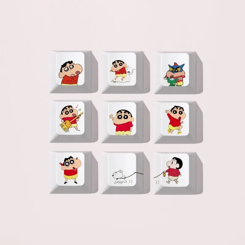 Anime Crayon Shin chan Keycap Cherry Height PBT Heat Sublimation Cartoon Cute Non Transparent Cross Shaft Available