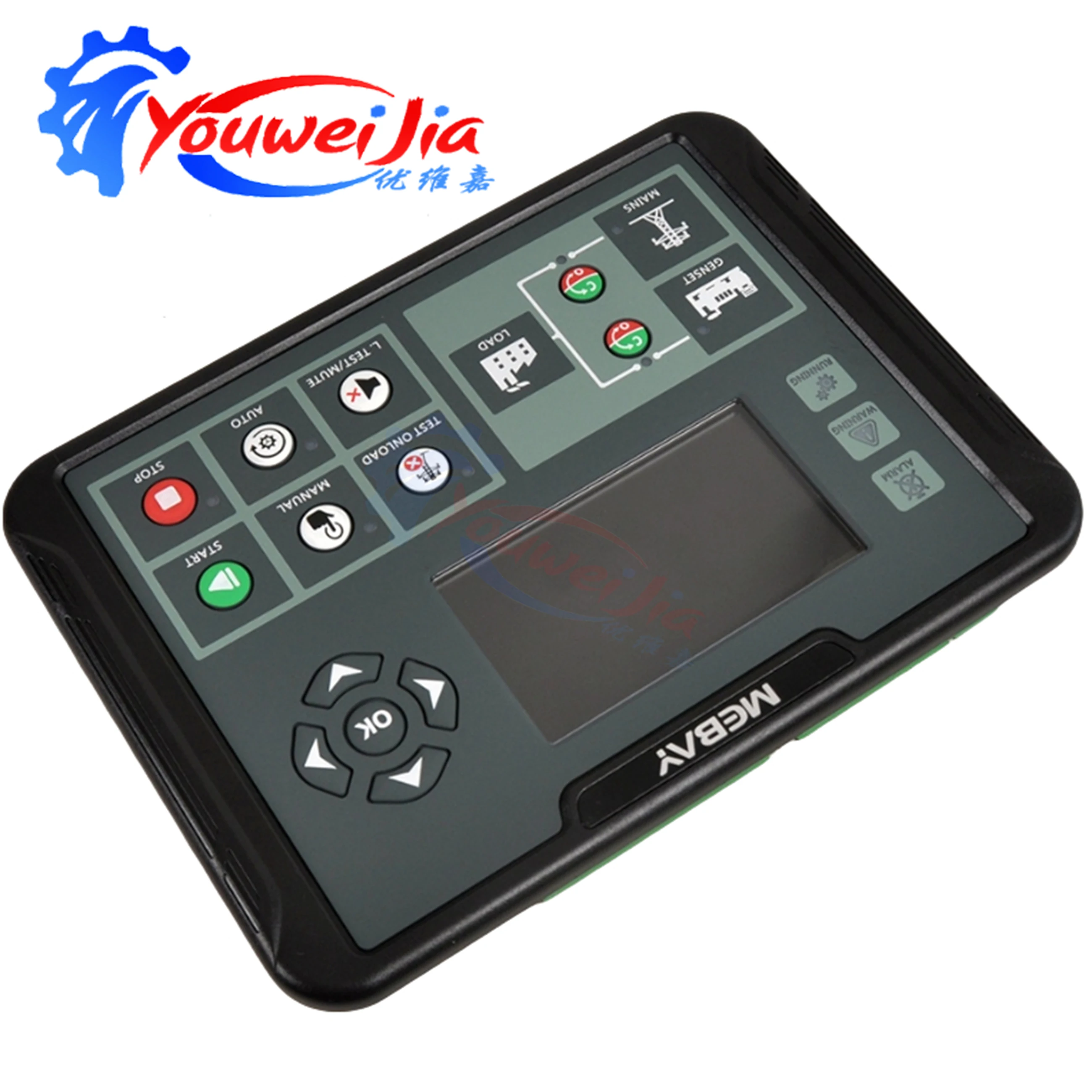 Controlador paralelo de motor generador diésel DC100D Mebay con placa de Control LCD y interfaz de comunicación CAN