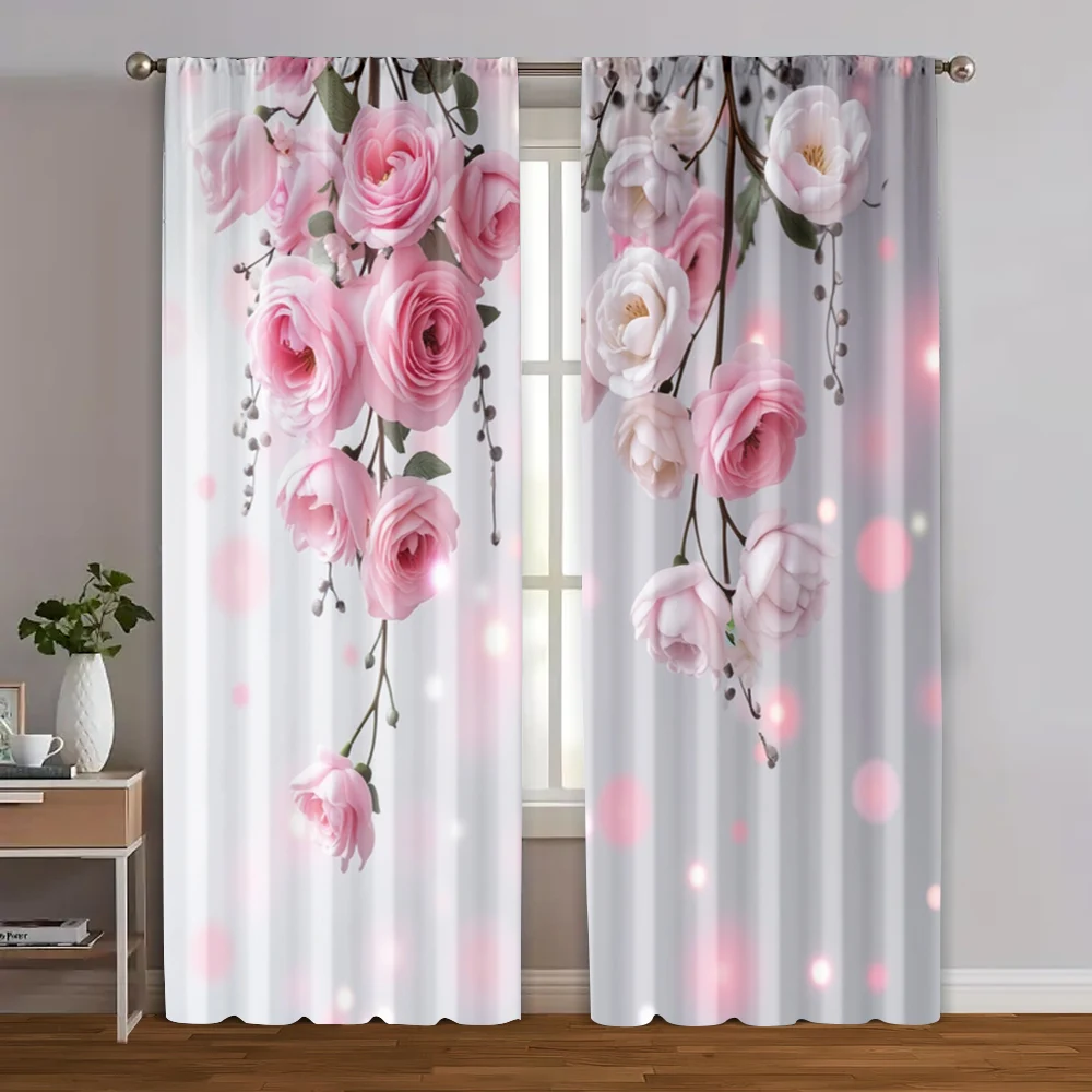 

2pcs, Curtains&Drapes Floral Durable Polyester (without rod) Decorations Outdoor Perfect for Living Room, Bedroom, Home Decor