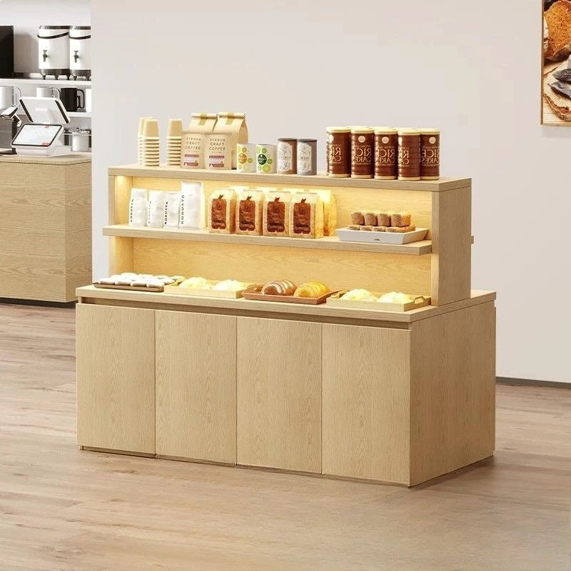 

Solid wood display cabinet, bakery bread display stand