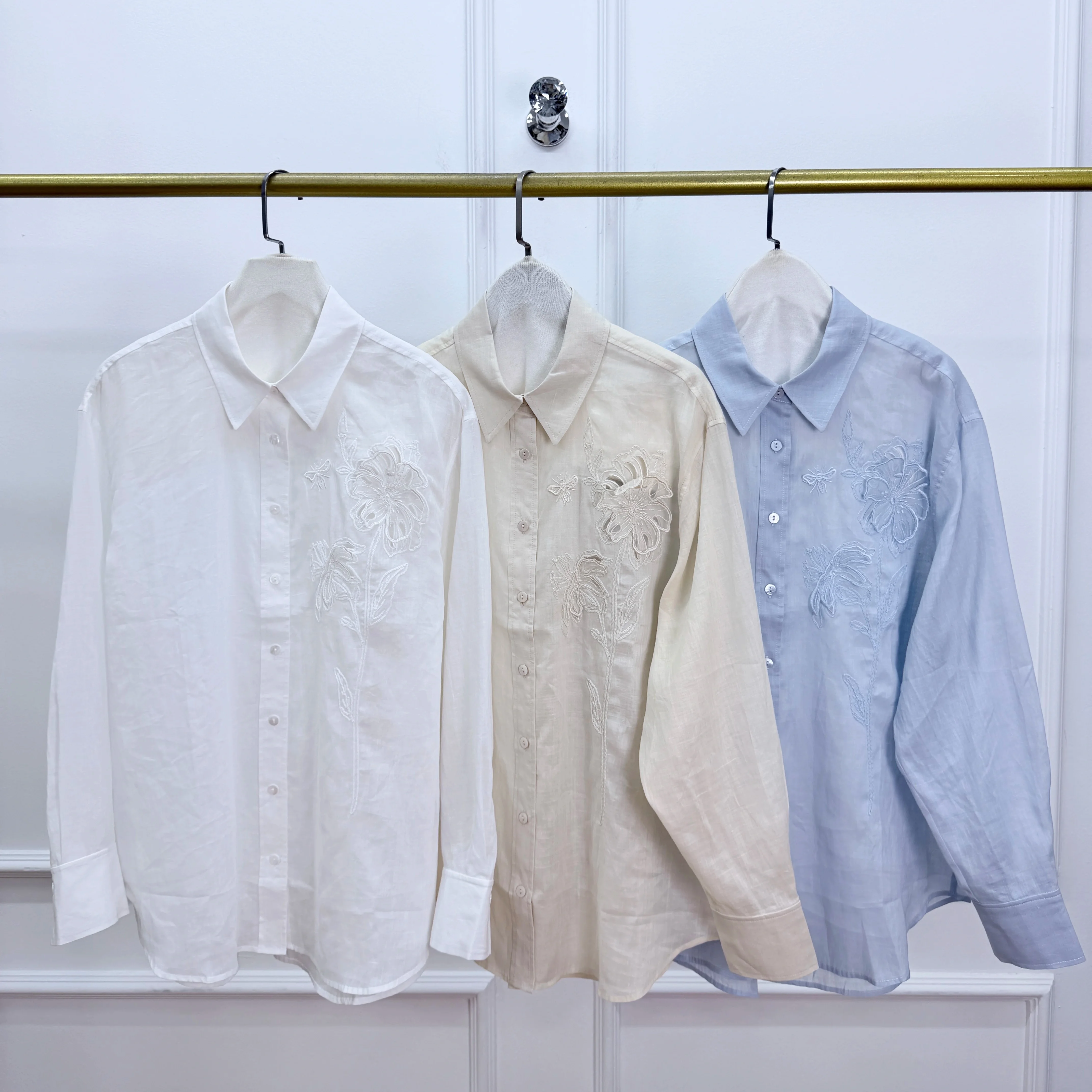 

Женские вышитые повседневные рубашки с длинным рукавом, модные изысканные блузки