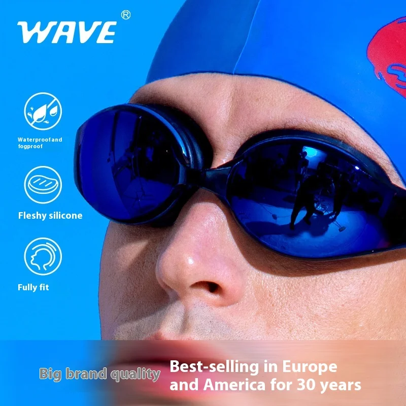 

WAVE New Large Frame Large Field Of Vision Swimming Goggles Hd Anti-Fog Waterproof Adult Electroplating Swimming Goggles