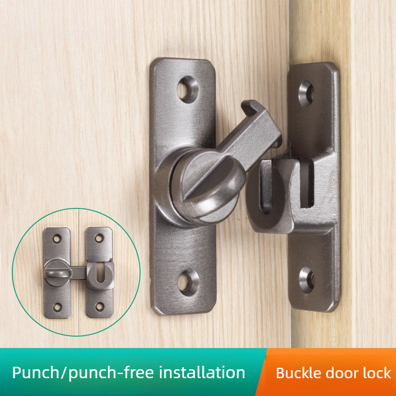 Aluminum Alloy Door Latch, Bolt, Sliding Door Lock Buckle, No Drilling, Simple Sliding Door Buckle, Household 180 Degree Buckle