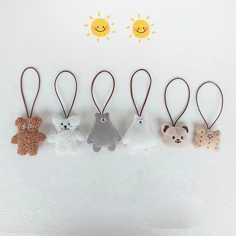 Simpatico cartone animato orso bambola di peluche nome tag portachiavi morbido peluche bambole portachiavi per ragazze borsa ciondolo borse accessori