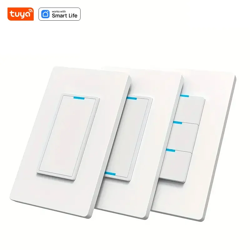 Tuya WiFi Smart Light Switch,Need Neutral Wire,110-240V,1/2/3 Way Control Panel,Work With Smart Life&Tuya App,Alexa & Google