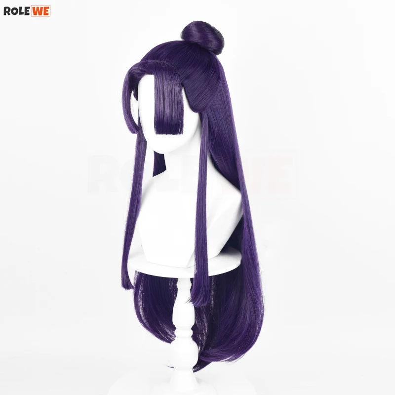 Anime Jinshi Cosplay Wig The Apothecary Diaries Long Purple With Bun Heat Resistant Synthetic Hair Halloween Wigs + Wig Cap