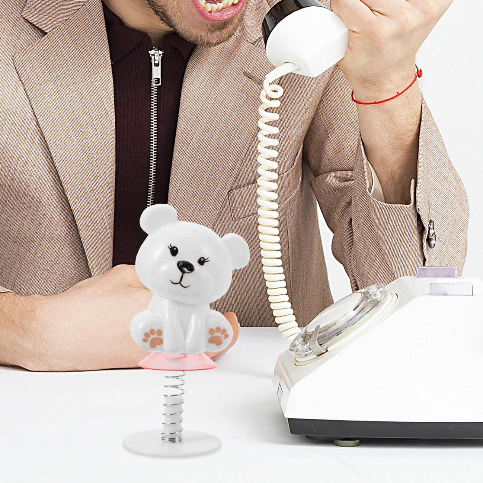 

20Pcs Jumping Spring Cartoon Bear Press Bounce Animals Kids Party Gifts Office Desktop Fun Stocking Stuffers for Kids