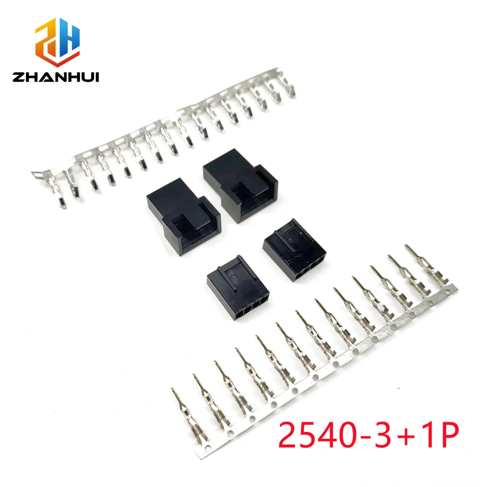 5/10Sets 2.54mm Pitch KF2510 3+1P Connector Housing 4Pin 2540 Male Female Plug Socket with Metal Crimp Terminals