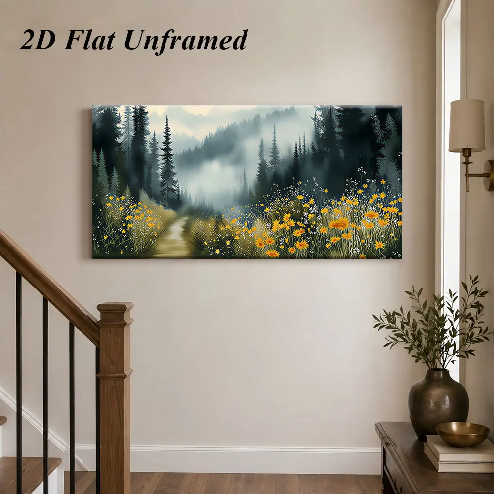 (1PC Unframe)1 piece of frameless decorative painting of forest path, natural landscape art painting, living room, bedroom, stud