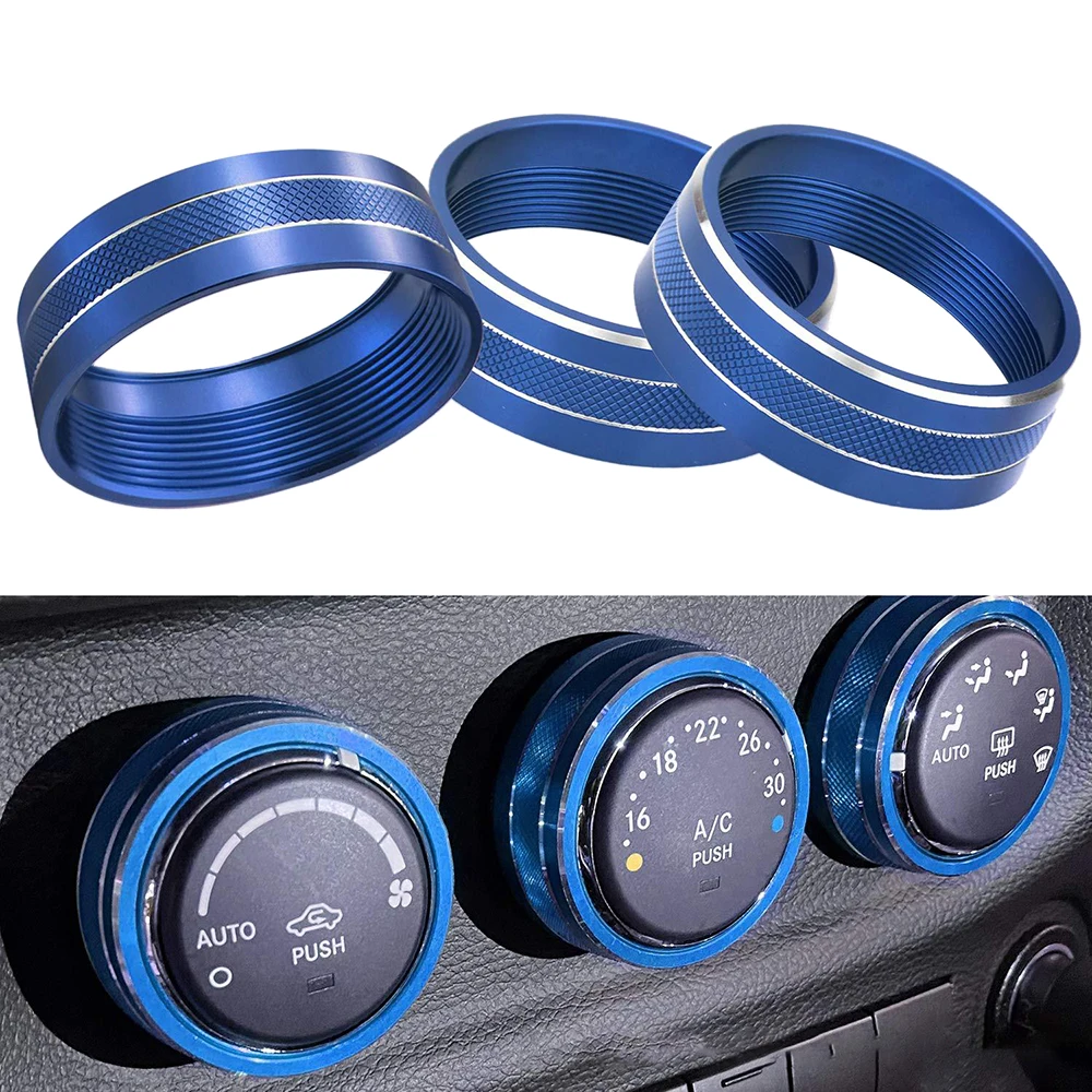 

3 шт., ручка переключателя кондиционера, декоративная накладка, кольцо для Jeep Wrangler JK JKU 2011-2018, автомобильные аксессуары из алюминиевого сплава
