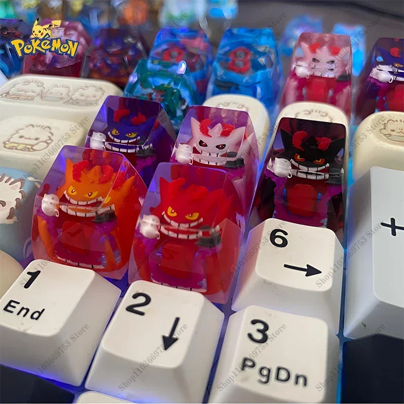 pokemon-resin-customized-keycap-anime-gigantamax-gengar-mega-gengar-3d-transparent-keys-for-mechanical-keyboard-accessories-gift