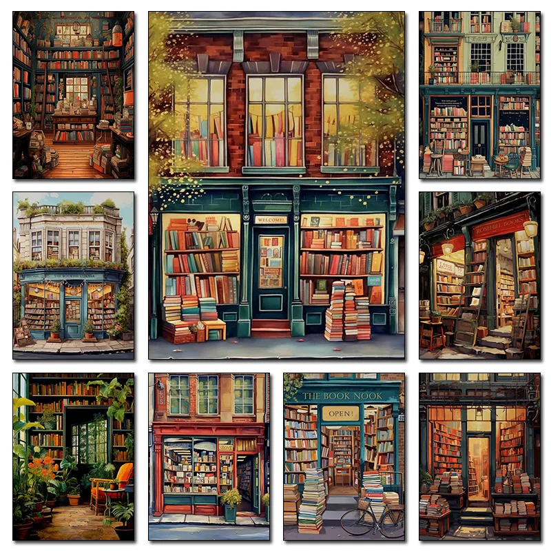 Vintage Book Store Poster Book Shop Canvas Painting Print Book Lovers Gift Reading Bookshop Wall Art Living Room Bedroom Decor